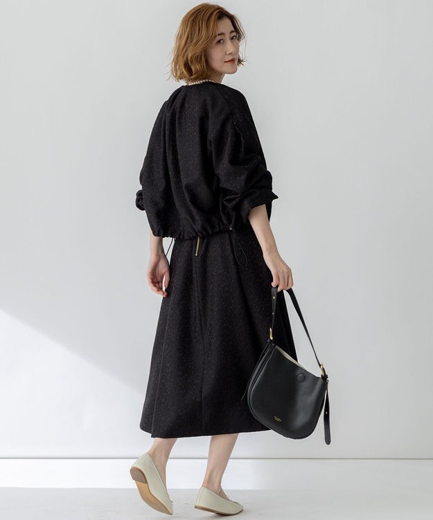 23区 S 【洗える】ジオメトリックジャカード ブルゾン ブラック系