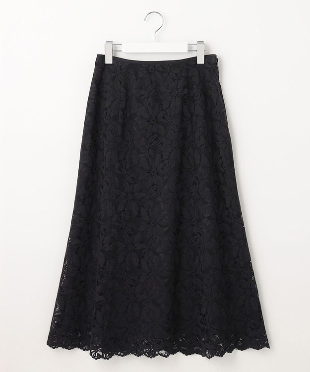 自由区 【XSサイズ～/洗える/セット可】フラワーコードレース レーススカート ネイビー系