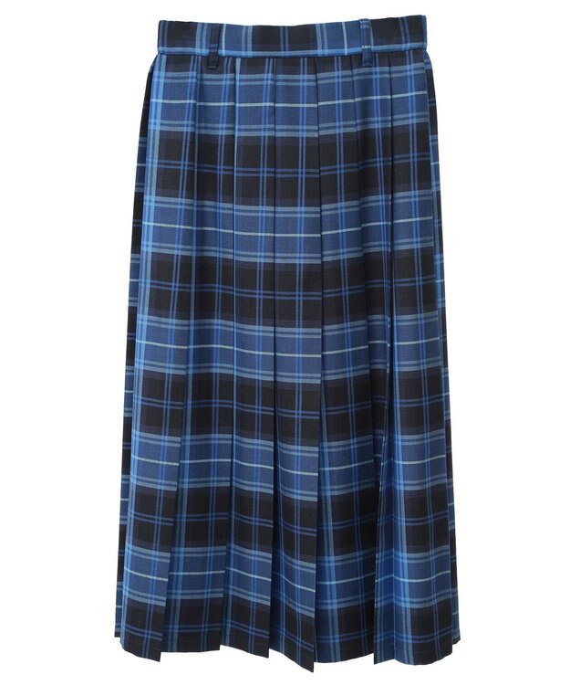 Green Parks ワイドプリーツチェックスカート Blue