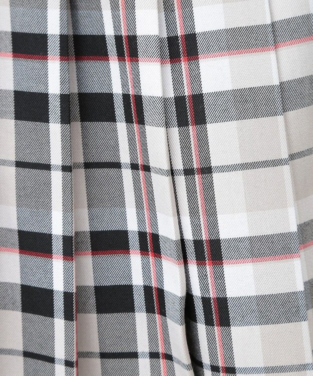 Green Parks ワイドプリーツチェックスカート Gray Beige