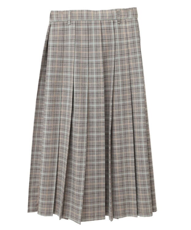 Green Parks ワイドプリーツチェックスカート Brown