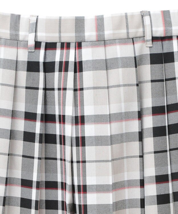 Green Parks ワイドプリーツチェックスカート Gray Beige