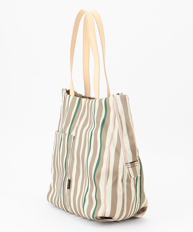 Y'SACCS 【ムック本掲載】ドローイングストライプ　トートバッグ グレージュ