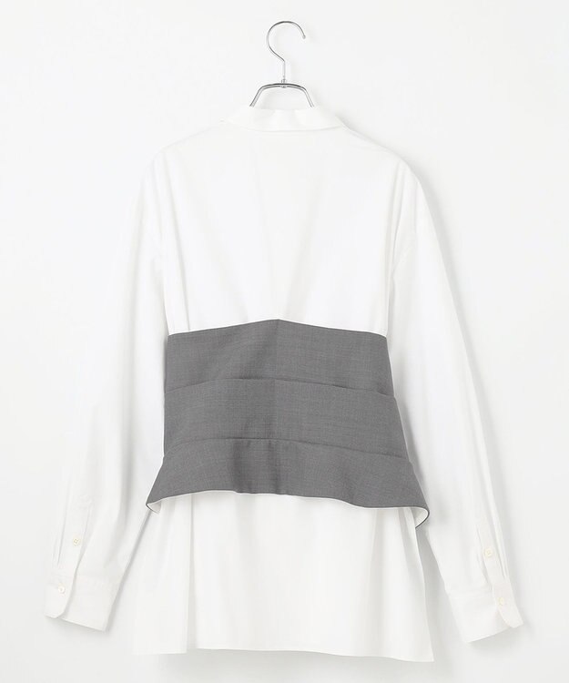 #Newans ビスチェレイヤーシャツ ホワイト×ライトグレー