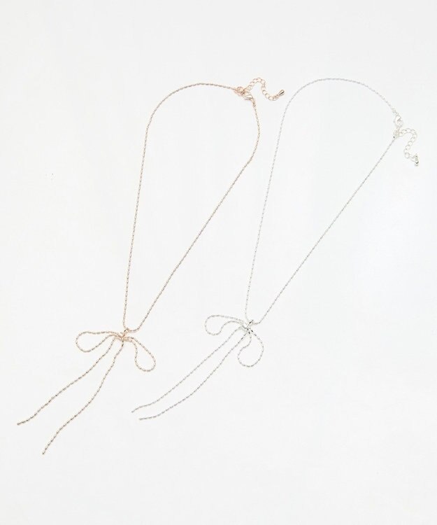 earth music&ecology ロングリボンチェーンネックレス Pink