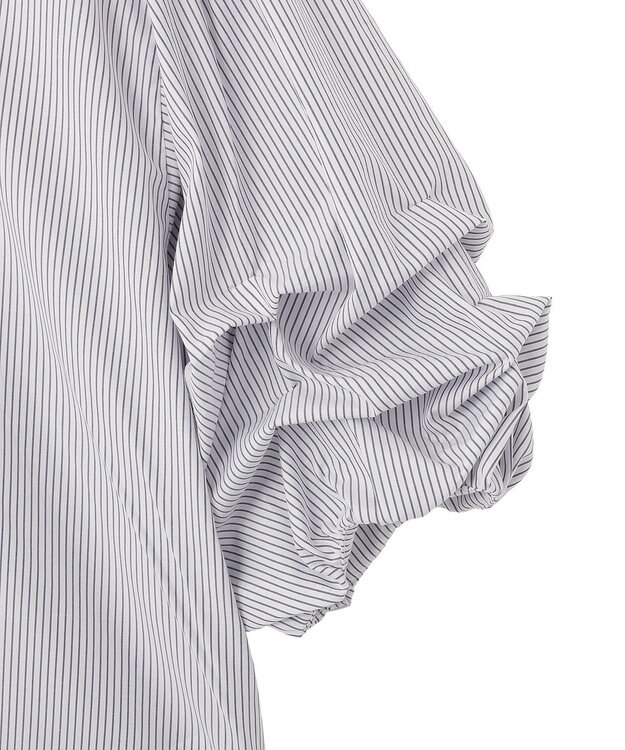 YECCA VECCA タックスリーブスキッパーブラウス Stripe White