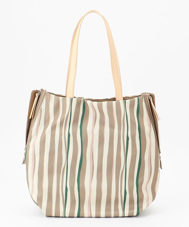 Y'SACCS 【ムック本掲載】ドローイングストライプ　トートバッグ グレージュ