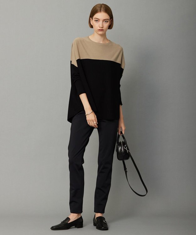 ICB 【洗える】ヴィスコースワイド プルオーバー ライトモカ×ブラック系