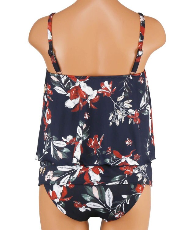 San-ai Resort（三愛水着楽園） 【SALE】ロングパンツセット水着　13L【Coral veil（コーラルヴェール）】 ネイビー