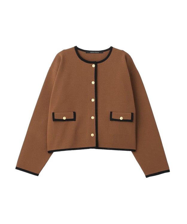YECCA VECCA 金釦トリミングジャケットライクカーディガン Dark Beige