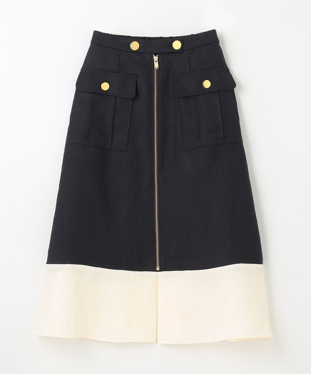 GRACE CONTINENTAL バイカラージップスカート ネイビー