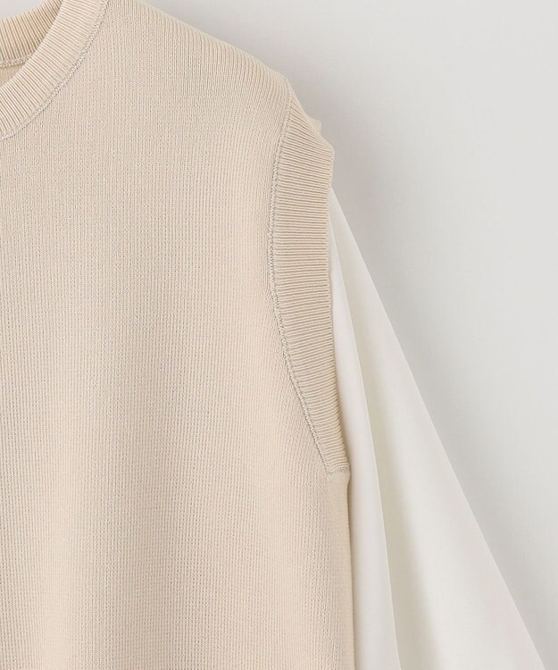 ANY 【洗濯機可】ニットレイヤードブラウス ベージュ