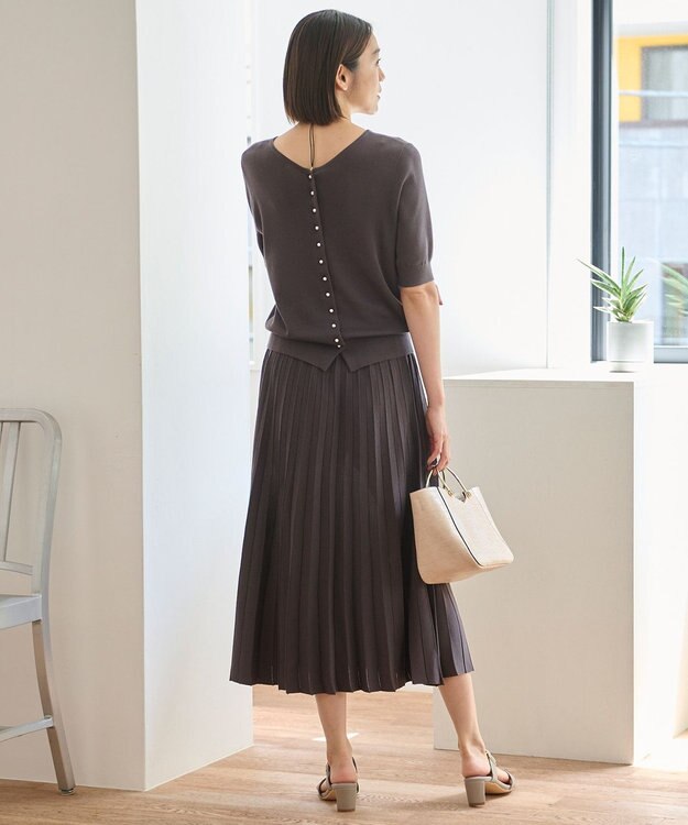 自由区 【WEB限定・洗える・XSサイズあり】ハイツイストコットンアセテートニットセットアップ ワンピース グレー系