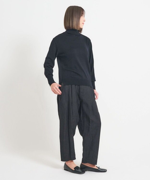 muuc 〈極上メリノウール〉ベーシックタートルネックプルオーバー〈肌に優しいニット〉〈アンサンブル可能〉〈袖の透かし編み〉 ブラック