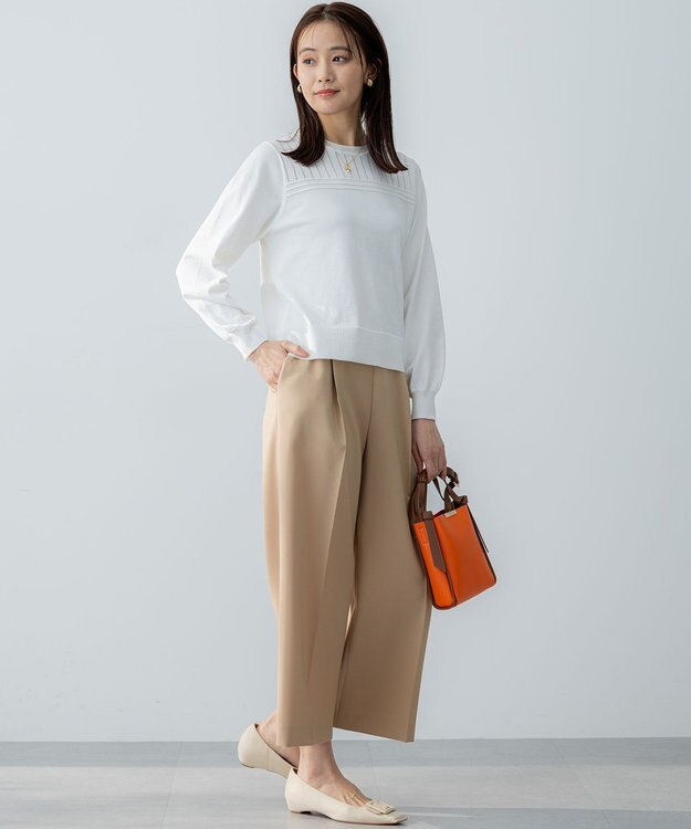 組曲 S 透かし柄 ニットプルオーバー アイボリー系