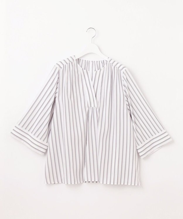 自由区 【洗える】SOMELOSテンセルスキッパー ブラウス オフ×スレート