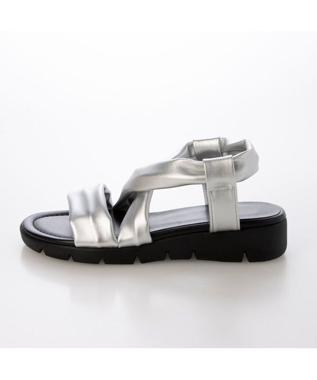 ing <ing>「もちっと新感覚」クロスベルトサンダル シルバー