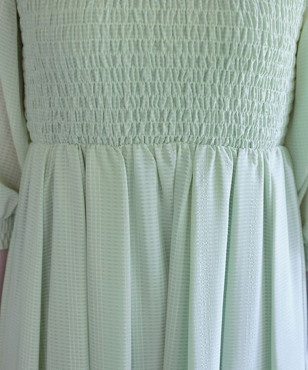 Tiaclasse 【洗える】シャーリングパフスリーブシアーワンピース ミント