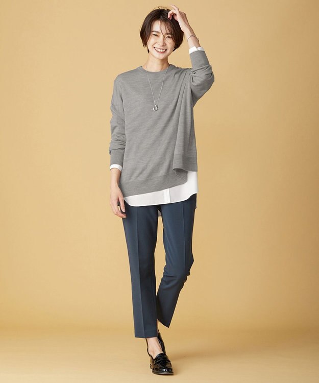 J.PRESS LADIES 【洗える】DRALON MERINO ニット ライトグレー系
