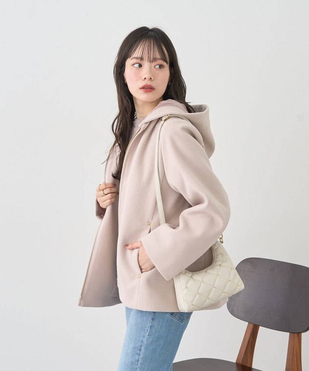 earth music&ecology 【フード取り外し可】2WAYフードコート Light Beige