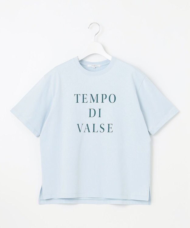 23区 【SLOW/一部店舗限定】MVSコットン  ロゴTシャツ サックスブルーxグリーンロゴ