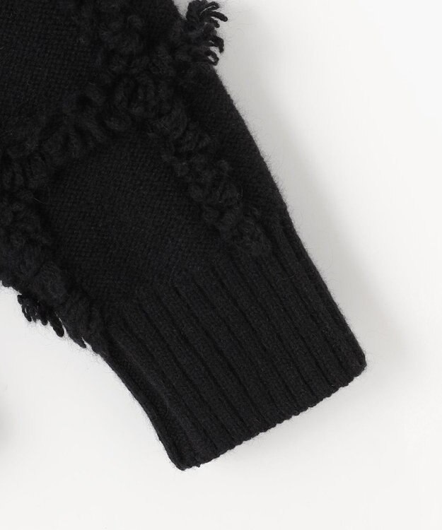 自由区 【カトリエムブーケ】Check frange フリンジカーディガン ブラック