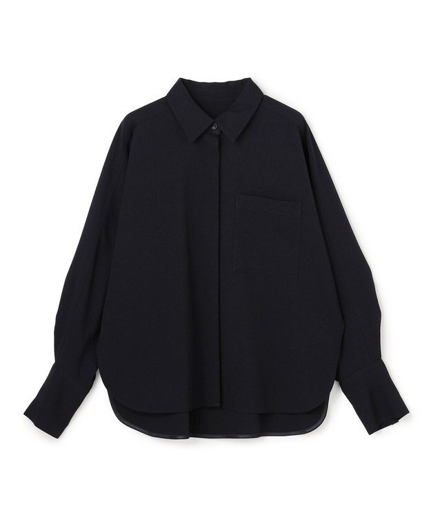 uncrave ウォッシャブルウールライクツイル ドルマンシャツ ダークネイビー