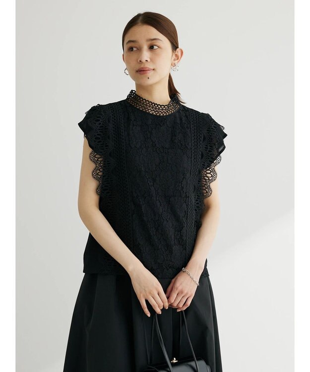 Green Parks ・ＥＬＥＮＣＡＲＥ　ＤＵＥ　イロイロレースブラウス Black