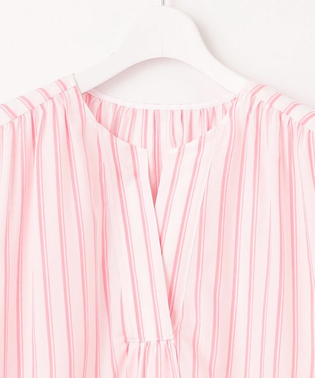 自由区 【洗える】SOMELOSテンセルスキッパー ブラウス オフ×ピンク