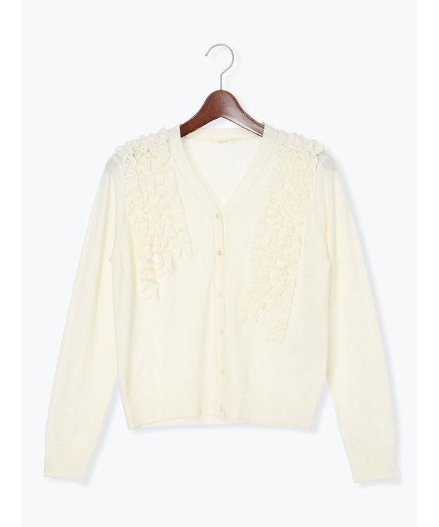 Te chichi フリルVネックカーディガン オフホワイト