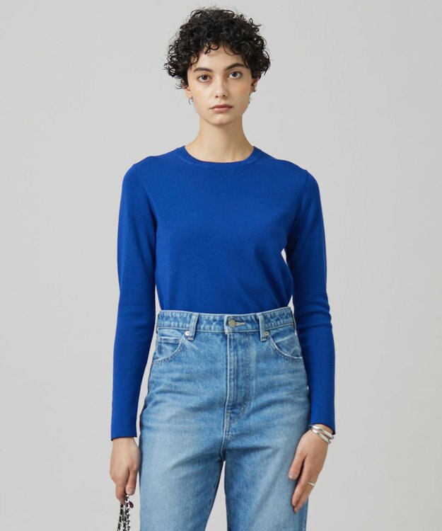 ICB 【洗える】 エクストラファインメリノ クルーネックプルオーバー ロイヤルブルー系