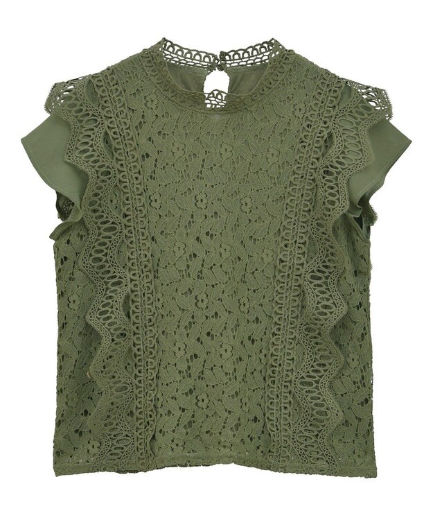 Green Parks ・Ｐｅｔｉｔ　Ｆｌｅｕｒ　フレンチレーシーブラウス Brown