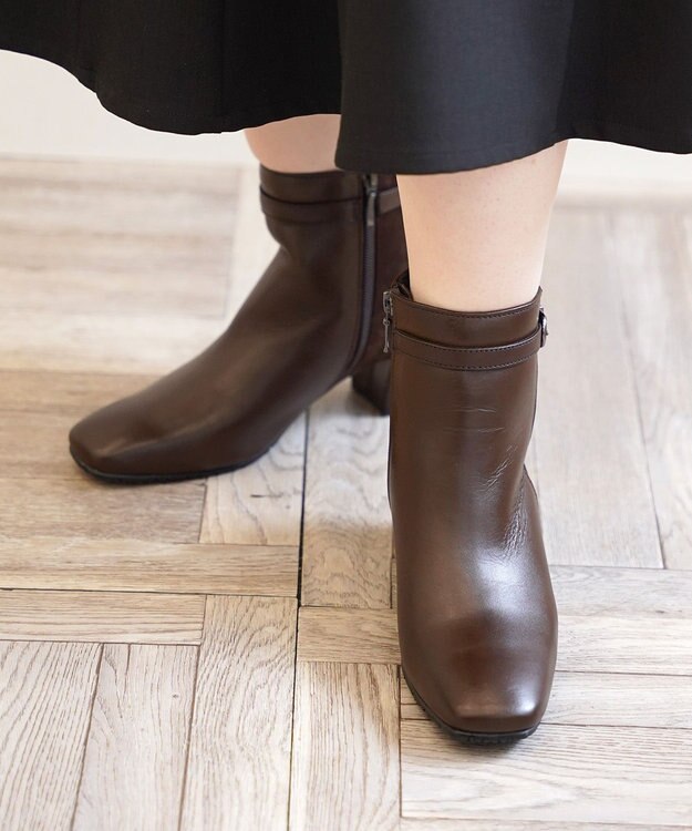 Pointer 本革スエードコンビショートブーツ ダークブラウン(コンビ)