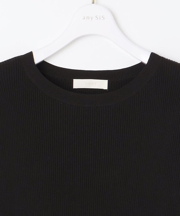 ANY SIS 【洗える】フクレジャカード ワンピース ブラック