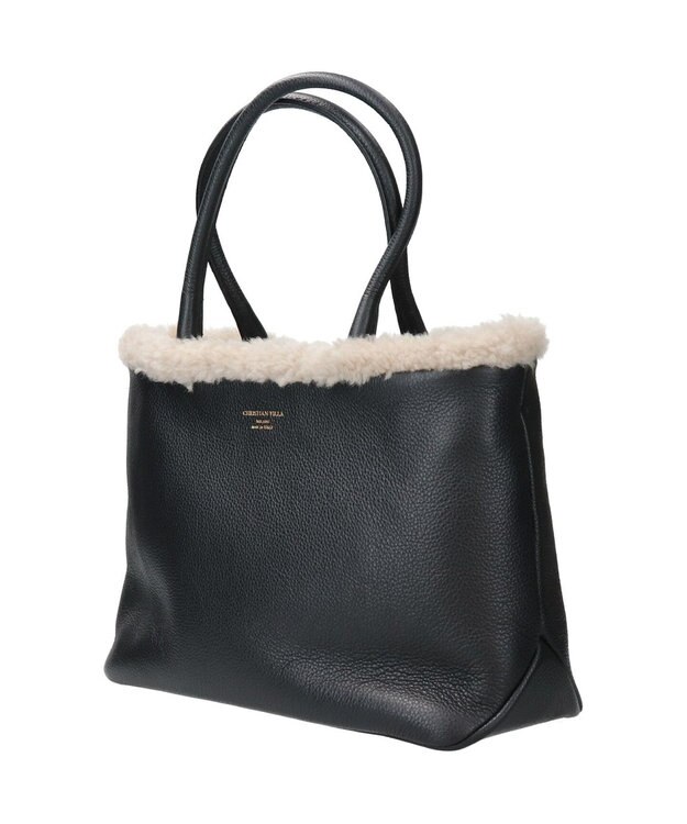 INTER-CHAUSSURES 【CHRISTIAN VILLA】ムートンパイピングバッグ ブラック