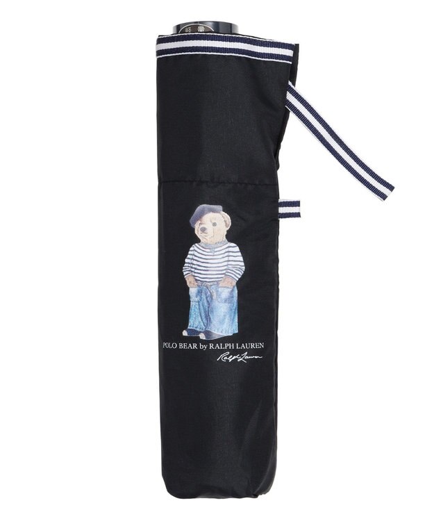 MOONBAT POLO RALPH LAUREN 折りたたみ傘 無地×フレンチベア 軽量 ブラック