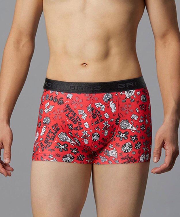 WACOAL MEN ボクサーパンツ 【ハナコトバパンツ】 フロント快適設計 肌あたり軽減設計 誕生日 記念日 前閉じ 下着 メンズ GT3221 /ブロス バイ ワコールメン レッド系