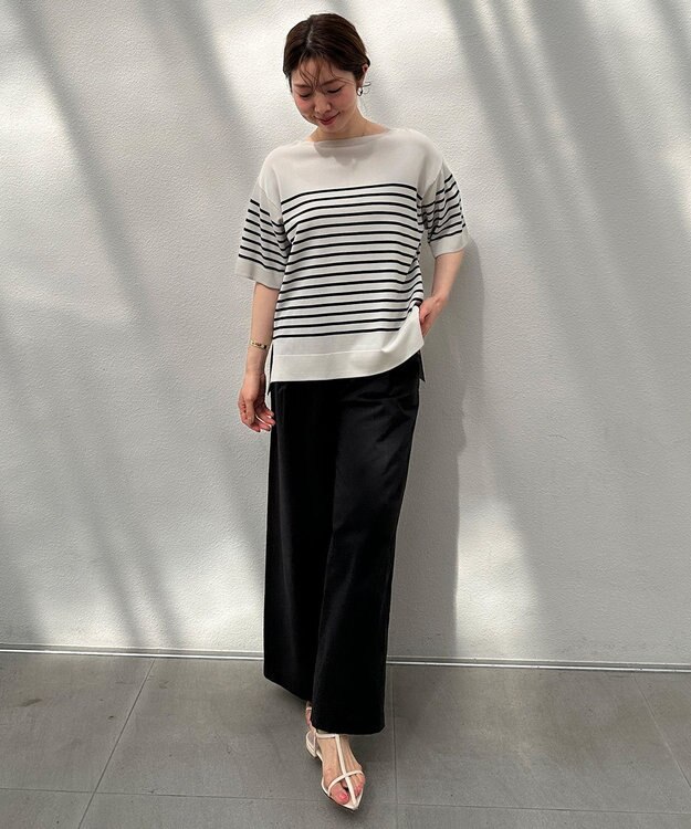 UNFILO L シアーワイドパンツ ブラック