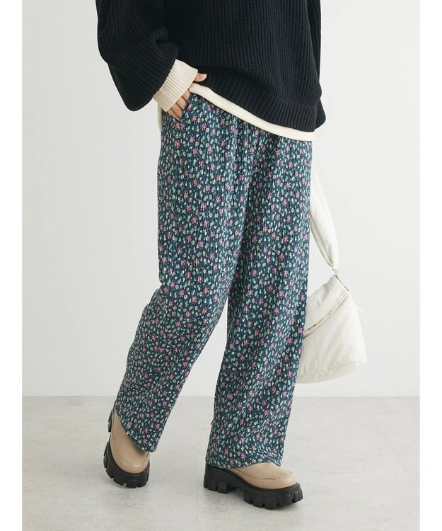 Green Parks ・ＳＵＧＡＲ　ＳＰＯＯＮ　コバナプリーツベロアパンツ Blue