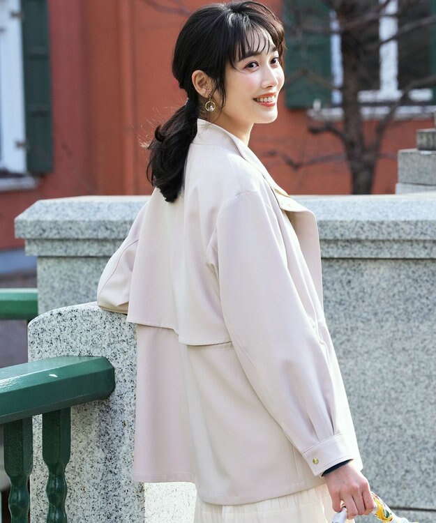 ANY SIS S 【2WAY】エレカジストレッチ フーデットハーフ アウター ライトグレー系