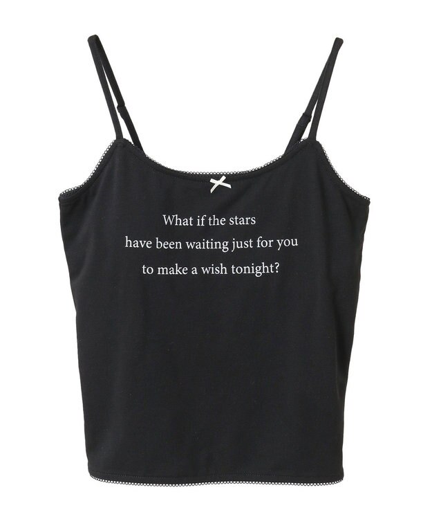 earth music&ecology メッセージプリントカップ付きキャミソール Black