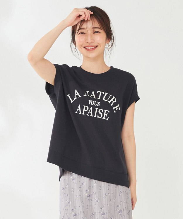 ANY SIS フレンチスリーブロゴ スウェット ネイビー