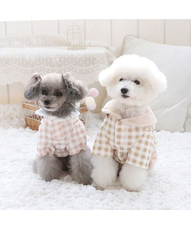PET PARADISE ペットパラダイス くまちゃん チェックパンツ 小型犬 ベージュ