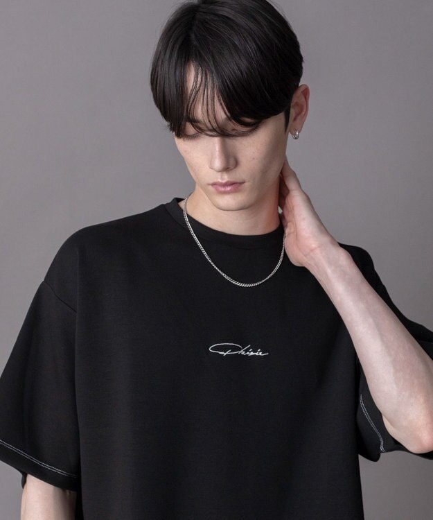 WEGO 【機能T/ユニセックス着用ITEM】カラーステッチワンポイントT（SS） ブラック