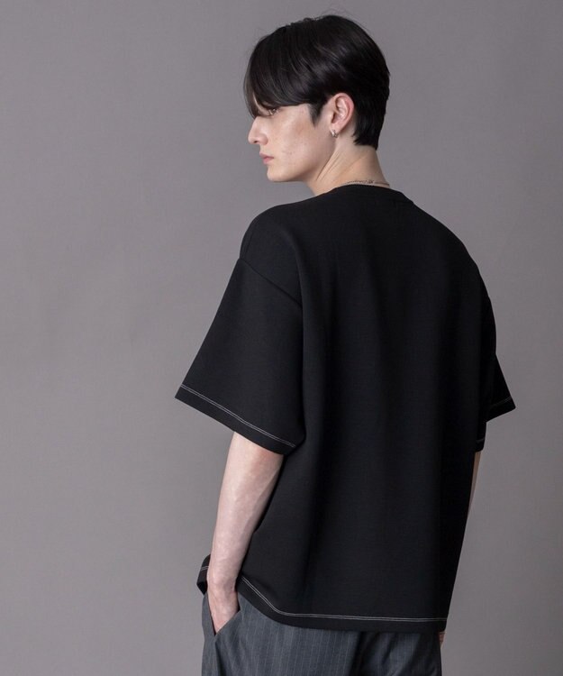 WEGO 【機能T/ユニセックス着用ITEM】カラーステッチワンポイントT（SS） ブラック