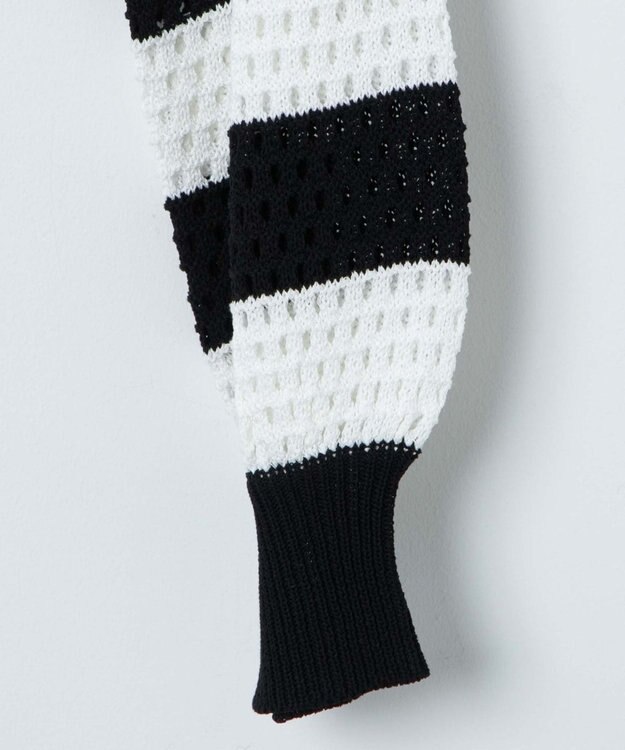 WEGO 【紫外線対策/手洗い可】メッシュリボンボレロ ブラックボーダー