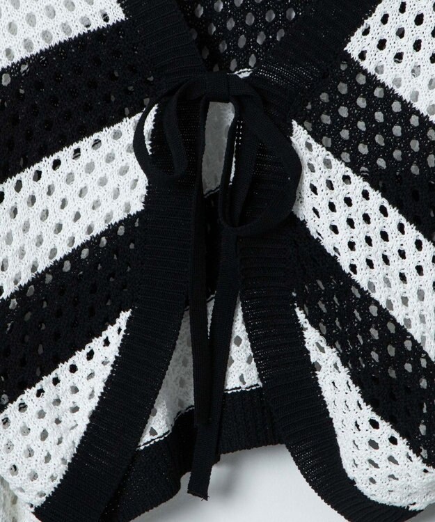 WEGO 【紫外線対策/手洗い可】メッシュリボンボレロ ブラックボーダー