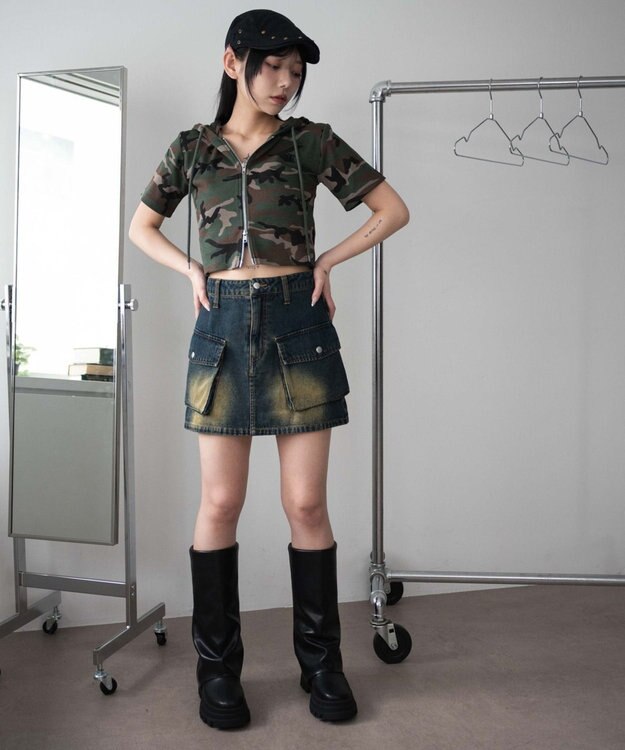 WEGO リブハンソデジップパーカー 柄1