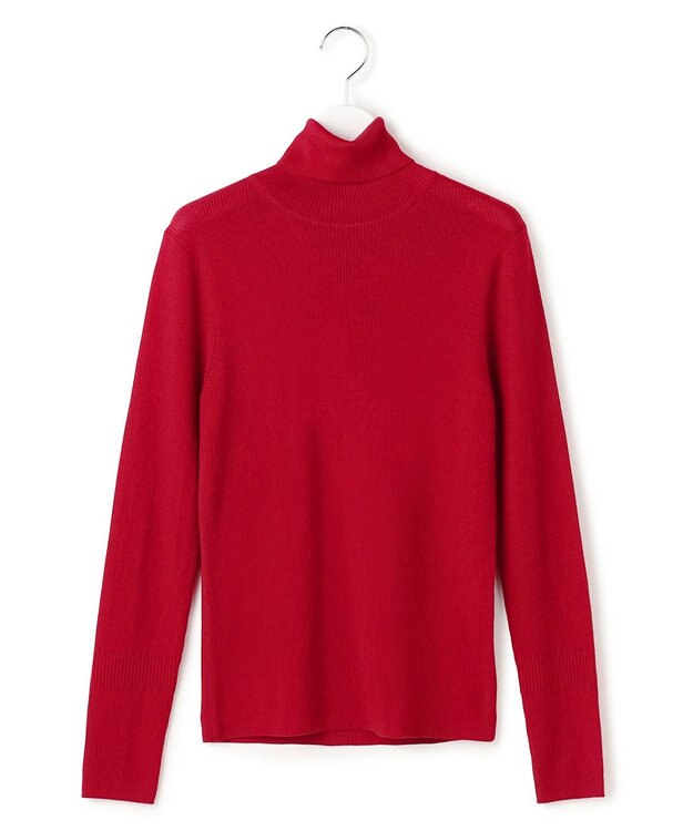 ICB L 【新色追加】エクストラファインメリノリブ タートルネックプルオーバー ディープレッド系