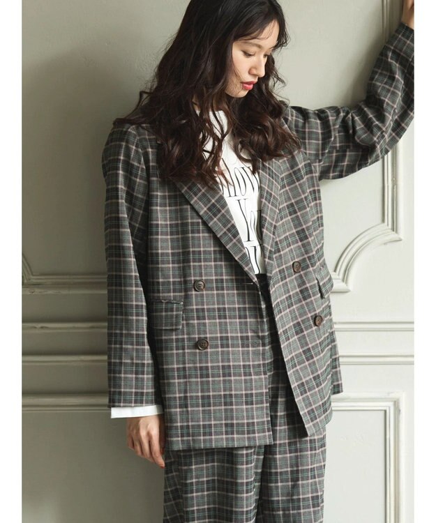 Green Parks ・ＥＬＥＮＣＡＲＥ　ＤＵＥ　チェックテーラードジャケット Charcoal Gray